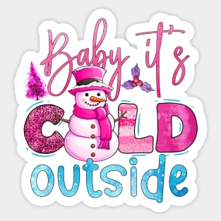 Baby it's Cold Outside Girlie Christmas Design Sticker